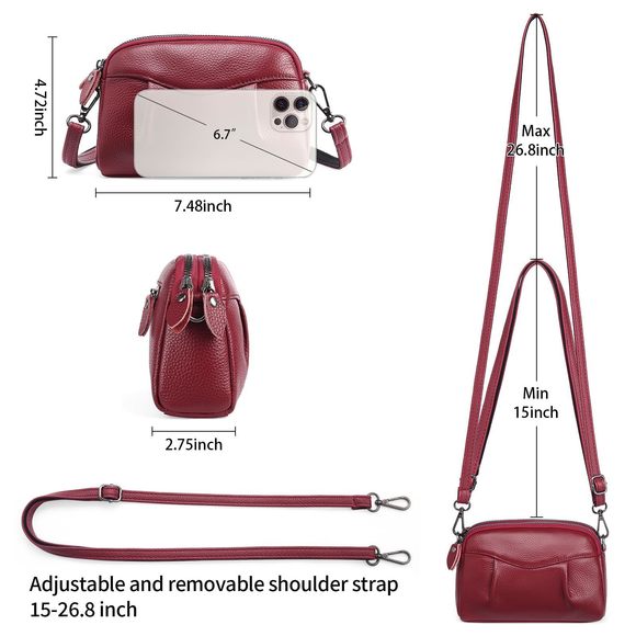 Crossbody Bags Small Genuine Leather Shoulder Purse Cross Body Bag :| - Picture 5 of 7
